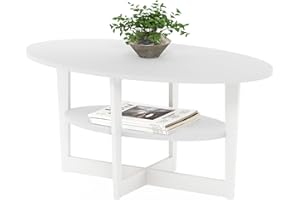‎FURINNO Furinno JAYA Ovaler Couchtisch, Weiß