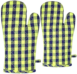 Raksha - 100% Cotton Oven Gloves-Pack of 2-(Blue)