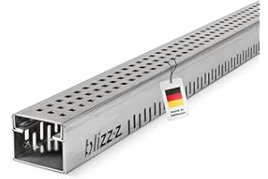 blizz-z terraline U Drainagerinne Stahl 40-80 mm x 84 mm x 1 m | Entwässerungsrinne Stärke: 1,5 mm | DIN EN 1253-1 bis 300 kg | Made in Germany (40 mm x 1 m, Rost, Quadratperforation)