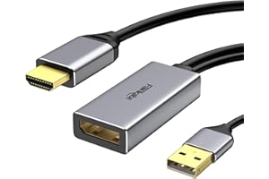 fairikabe HDMI auf DisplayPort Adapter 4K60Hz, Aktiver HDMI 2.0 Stecker auf DisplayPort 1.2 Buchse Konverter, HDMI Ausgangs zu DP Eingangsadapter für Monitor, Xbox One, PS4, Mac Mini
