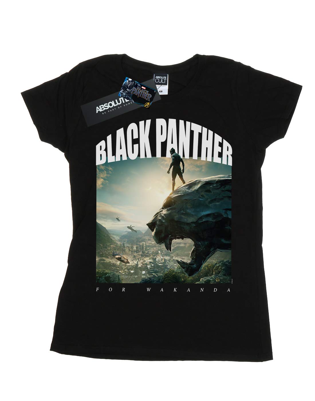 Marvel-Damen-Black-Panther-for-Wakanda-T-Shirt-Schwarz-Medium