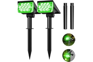 T-SUNUS Lampe Solaire Exterieur, Spot Solaire Exterieur 20 LEDs Lumiere Solaire Exterieur Auto On/Off IP65 étanche pour Arbre Patio Chemin Jardin Lot de 2 Vert