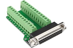 Futheda D-sub DB25-M2 - Conector hembra de 25 pines y 2 filas de placa PCB sin soldadura con tornillos de pulgar