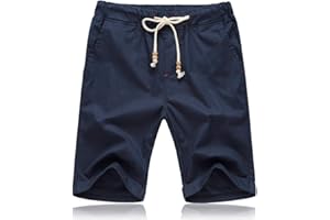 Tansozer Pantaloncini Uomo Estivi Lino Cotone Casual con Tasche