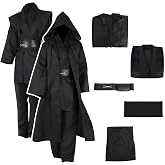 Yearsahrk Jedi Costume Adult Men 5 Pieces Hooded Robe Tunic Outfit Complete Set Brown Cloak Carnival Halloween Costume Cosplay Props