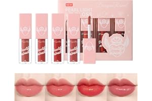 Pakivs 4Pcs Glitter Liquid Lipstick Set,Imperméable à l’eau Perle Longue Durée Lumière Lèvre Gloss Hydratant Shimmer Lip Glaze Maquillage Cadeau pour Femmes