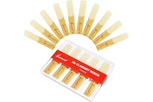 Sovvid Lot de 10 anches de clarinette si bémol avec boîte en plastique, anches Force 2.0 pour clarinette, anches traditionnelles pour clarinette, saxophone débutant et joueur