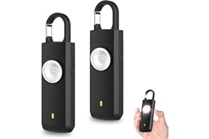 Asfrode 2 alarmas personales de 130 dB, alarma de bolsillo para mujeres, alarma de bolsillo recargable, autodefensa, sirena de seguridad LED, señal de luz estroboscópica para mujeres, personas