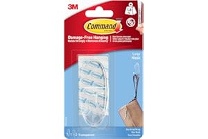 Command Duży haczyk, 1 haczyk i 2 paski samoprzylepne, przezroczysty - zawieszenie bez uszkodzeń - nośność do 1,8 kg