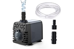 Ankway Pompe à Eau Submersible,10W 600 L/H, Pompe Eau Aquarium Ultra-Silencieux, Ajustable Pompe Fontaine Avec Câble 1,8 M Et 2 Buses, Pompes Pour Bassins, Fontaines, Statues Et Systèmes Hydroponiques