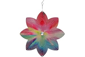 CIM Metall Windspiel – Rainbow Pearl Flower - 250mm - leichtdrehendes Windmobile mit brillanten Farben- inklusive Aufhängung – attraktive Raum- Fenster und Garten-Dekoration - Geschenkidee