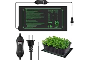 Mineup Mata grzewcza do roślin z termostatem, wodoszczelna mata grzewcza do sadzonek, 20 x 20,75 cala, szybkie nagrzewanie, do uprawy, szklarni lub pola do uprawy roślin -20°C ~ 45°C
