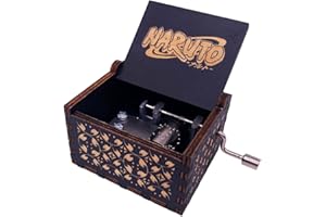 Youtang Mini carillon a manovella, carillon Naruto, intagliato, legno, regali musicali (blu uccello-nero)