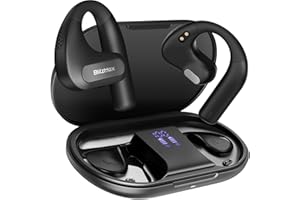 BlitzMax Open Ear Kopfhörer Bluetooth 5.3, Leichte Kabellose SportKopfhörer Ohrhörer, Verstärkter Bass mit Zwei, 60-Stunden-Betrieb LED-Anzeige Einstellbare Lautstärke für Sport, Fahren, Gehen