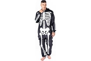 NOROZE Unisex Halloween Costume | Skeleton and Shark Onesie Costume | All In One Fleece Jumpsuit Pyjamas Loungewear Sleepwear | Halloween Adult Stitch Onesies Hoodie For Men Women UK Sizes S-XXL