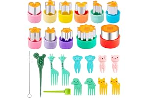 HANNEA® 24Pcs Sandwich Cutter Shapes Set for Kids, Stainless Steel Sandwich, Vegetable & Fruit Cutters, DIY Biscuit Bread Pancake Molds with Fruit Fork, Children's Baking Accessories Kitchen Crafts