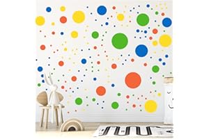 StickerDeen 500+ Assorted Polka Dot Circle Wall Stickers for Kids Bedroom Living Room, Classroom, Playroom Decor Removable Vinyl Wall Stickers Dots Wall Decals (Half-Rainbow (Mixed))