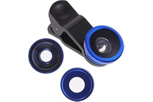 HEMOBLLO 3-in-1 Handy Objektiv Set Mit Fischaugen-, Weitwinkel- Und Makroobjektiv - Clip-on Kamera-Adapter Blau