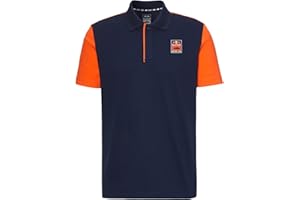 Red Bull KTM Apex Polo - Boutonnière dissimulée - Épaules contrastées - Homme - Taille XS - Bleu/Orange