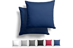 Alreya Zestaw 2 poszewek na poduszki, z makosatyny, 50 x 50 cm, 100% bawełna, z zamkiem błyskawicznym YKK, super miękkie, certyfikat Oeko-Tex® Standard, kolor niebieski (same poszewki)