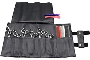 SUMSEA Friseurtasche Friseur Werkzeugtasche Salon Haar Schere Bag Professionelle Scherentasche Gürteltasche für Scheren Kämme Friseurwerkzeuge (Schwarz)