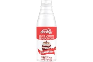 NESTLÉ DOCELLO NESTLE DOCELLO Sauce Sensation Fraise - Sauce Dessert Réalisée avec Purée de Fraises et Présence d'Akènes de Fraise - Aide à la Pâtisserie, Topping, Nappage, Coulis - Bouteille Squeeze - 750g