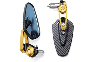 shengyi Bar End Mirrors Motorcycle Motorcycle Rearview Carbon Fiber Pattern Handlebar Modified Inverted Rear Motorbike Accessories Bar End Mirrors(Gold)