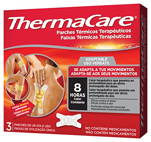 Thermacare Parche Térmico Terapéutico Adaptable a Cualquier Parte del Cuerpo, Alivio Prolongado del Dolor Hasta 8 Horas, Sin Medicamentos, 3 Unidades