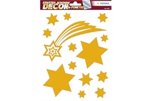 Herma 15109 Window Stickers Christmas Stars Shooting Star Gold, Pack of 14, Self-Adhesive, Children's Window Stickers, Removable Winter Window Stickers, Glitter Window Film for Children's Room,