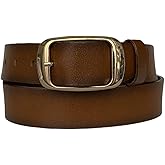 100% Genuine Leather, Brown Women's Jeans with Gold Buckle, Sports Belt 4 cm; Coffee-byn-25
