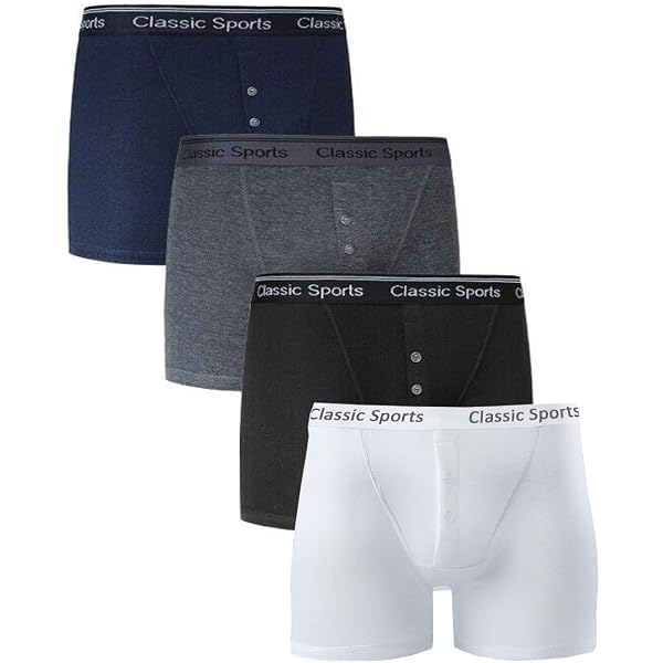 Boxer Homme Confortable En Coton/élasthanne - Braguette Boutons, Taille élastique, Coupe Athlétique, Pour Gym, Course, Quotidien