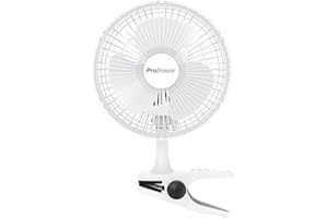 Pro Breeze Mini Ventilador de Sobremesa con Clip I Pequeño Ventilador Eléctrico con Funcionamiento Ultra silencioso y 2 Configuraciones de Velocidad I 15W para Hogar, Cama, Oficina y Escritorio