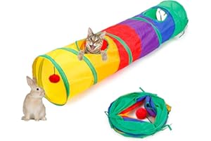 ASOCEA Cat Tunnel, Cat Tunnels for Indoor Cats Interactive Cats Play with a Ball Toy Collapsible Rabbit Tube Tunnels and Hides Toy Kitten Tunnel for Kitty Rabbit Exercising Hiding Training
