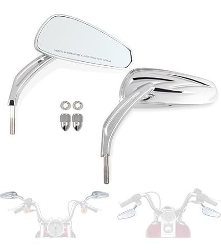 HTTMT MT398B-CD Chrome Mirrors For Harley Davidson 1984 & Up - Big Style Replacement Mirrors