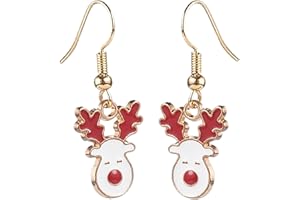 CHARM BUDDY Rudolph the Red Nosed Reindeer Enamel Christmas Earrings for Girls Women Festive Jewellery Stocking Filler or Secret Santa Gift