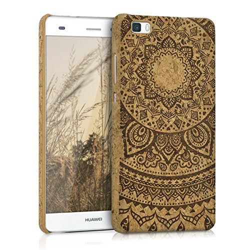kwmobile Funda para Huawei P8 Lite  2015  - Carcasa Protectora de  Corcho  para m  vil - Cover  Trasero  y dise  o de Sol hind  