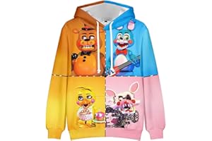 QJIRZB FNAF Anime Sudadera con Capucha para Niños Vulnerabilidad 3D Estampado Dibujos Animados Sudaderas Niños Niñas