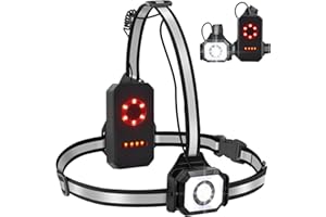 Fashioz Husgw Lampada da corsa a piedistallo ricaricabile tramite USB per torace, lampada frontale a LED da corsa con strisce riflettenti, lampada da corsa per jogging (Negro)