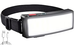 LETOUR LED Head Torch, Rechargeable COB Head Torch Super Bright Headlamps 1000Lumen Lightweight Waterproof Headlight 3 Modes Work Light, 1200mAh Adjustable LED Headlamp for Camping, Hiking, Fishing