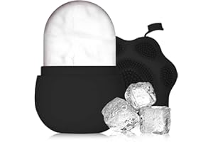 COLEXY Wałek do lodu do twarzy, silikonowa forma do lodu, narzędzie do pielęgnacji skóry, zmniejsza pory, kompres do lodu, zmniejsza obrzęk, poprawia skórę, piękna i praktyczna (czarny)