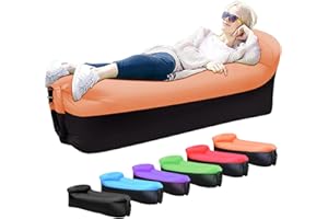 KEEPAA Gonflable Canapé Chaise Longue Gonflable: Chaise de Camping étanche Anti - Fuite d'air avec Sacs de Compression pour Voyage randonnée Plage Pique Nique Festivals de Musique fête (Orange)