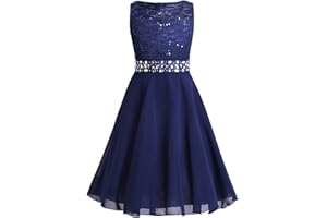 CHICTRY Kids Girls Sparkle Belt Sequin Lace Flower Girl Bridesmaid Wedding Party Dresses