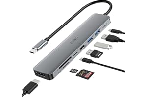 Hub, JESWO 8 en 1 Adaptateur type C avec HDMI 4K, 2 USB 3.0, USB 2.0, PD 100W, SD/TF, type-C Data, Compatible avec Macbook Pro/Air, iPad, iPhone, Surface Book, Dell XPS,etc