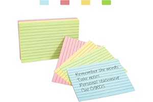 Index Cards Coloured Record Cards 105 x 148 mm, BENUAN Double-Side Ruled Revision Cards