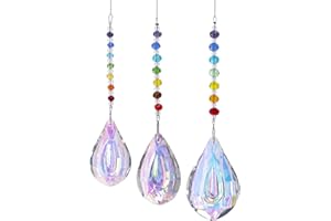 HDCRYSTALGIFTS - Confezione da 3 ciondoli a forma di acchiappasole Feng Shui, con cristalli da appendere alla finestra, colori AB, 50/63/76 mm