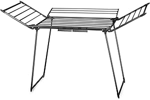 ‎MASSIDO Massido Clothes Airer Clothes Dryer Stand Metal Construction Foldable Space Saving 22 m Drying Line Stable Lina Black