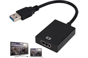 Huybaa Adattatore da USB a HDM1, USB 3.0/2.0 a HDM1 Audio Video Adapter, 1080P Cavo Grafica Convertitore,Compatibile con PC Laptop Windows XP 7/8/8.1/10/XP/MacOS, Desktop, Monitor, Proiettore, HDTV