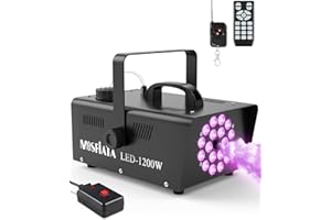 MOSFIATA 1200W Smoke Machine, 6000CFM Fog with 1000ML Capacity, Fog Machine 18 LED Lights with 4 Effects, for Outdoor Halloween Party Wedding DJ Party