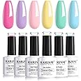RARJSM Pastel Gel Nail Polish Kit,Macaron Colors Gel Nail Polishes Pink Purple Yellow Green Blue Nail Polish Set, 6PCS 7.5ML Spring Summer Color Nail Polish,Curing Required,Nail Art Gift Kit