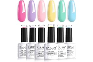 RARJSM Pastel Gel Nail Polish Kit,Macaron Colors Gel Nail Polishes Pink Purple Yellow Green Blue Nail Polish Set, 6PCS 7.5ML Spring Summer Color Nail Polish,Curing Required,Nail Art Gift Kit